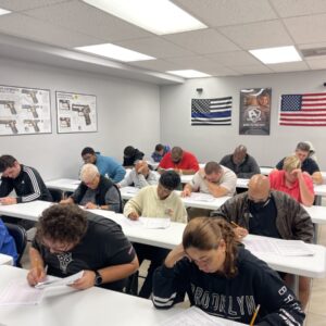 Florida Security Licensing & Firearms Defensive Training IMG-6816-D-Class-exam-thinking-300x300 Security Officer D / G & Concealed License (Weekly) Class sells out limit 24.  